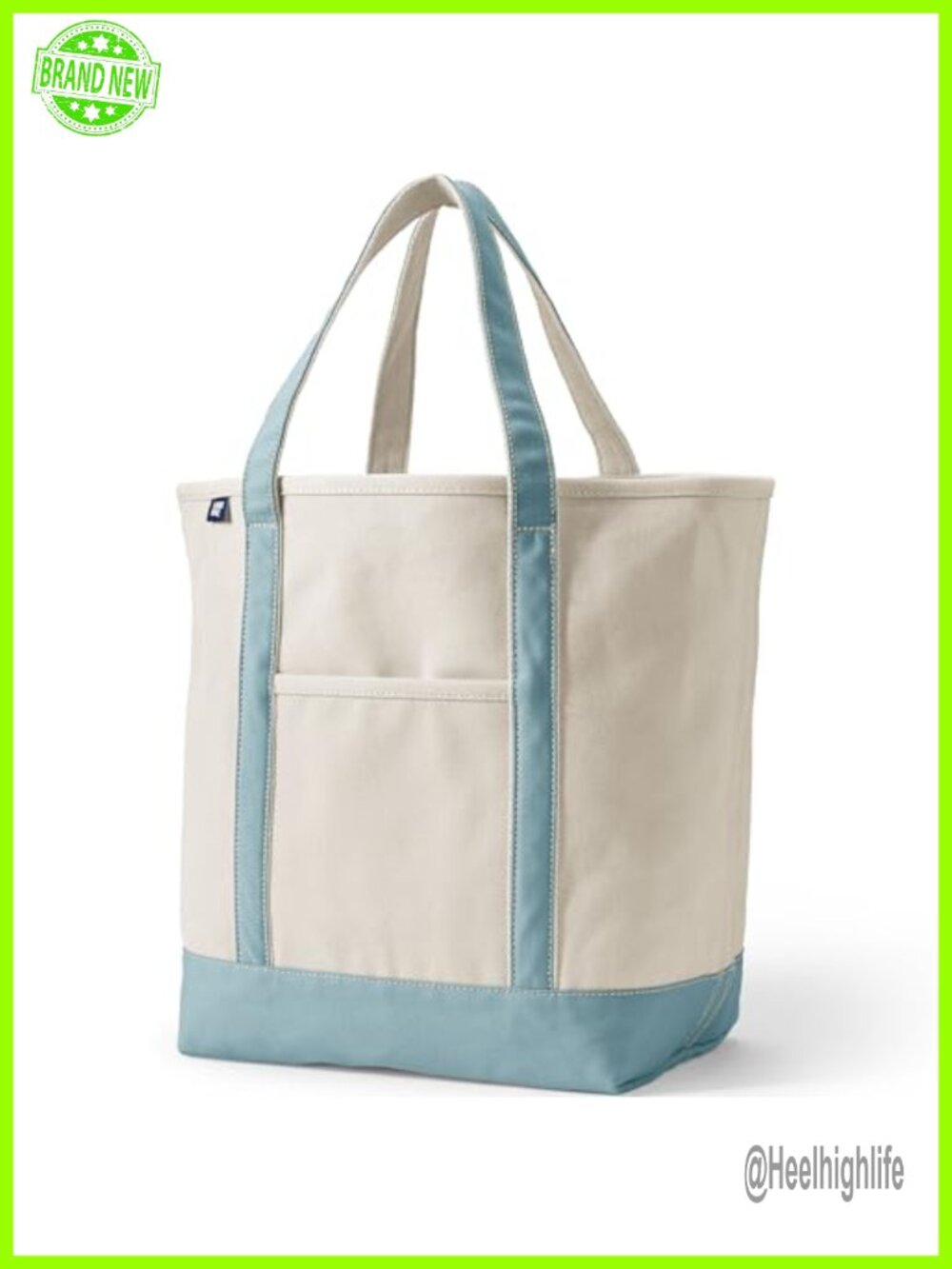 Cotton Canvas Open Top Tote Bag with Pockets